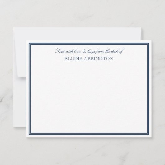ネイビーエレガントホワイト送信(ラブ&ハグ付) ノートカード (正面)
