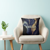 ネイビーエレガントマーブルアートフェイク金ゴールドグリッター クッション (椅子)