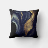 ネイビーエレガントマーブルアートフェイク金ゴールドグリッター クッション (裏面)
