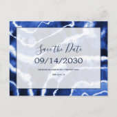 ネイビーエレガントマーブル絞り染め結婚式の日付を保存 案内ポストカード (正面)