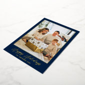 ネイビーエレガントミニマル写真箔ホリデーカード 箔シーズンカード (回転した状態)