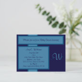 ネイビーエレガントモノグラムシャワー招待状 インビテーションポストカード (スタンド正面)