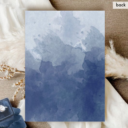 ネイビーエレガントモノグラムフォーマルウォーター結婚カラー 招待状