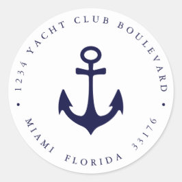 ネイビーエレガントヨットいかり沿岸差出人住所 ラウンドシール