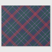 ネイビーエレガントレッドグリーンタータンチェックプレイドホリデイ ラッピングペーパー (フラット)