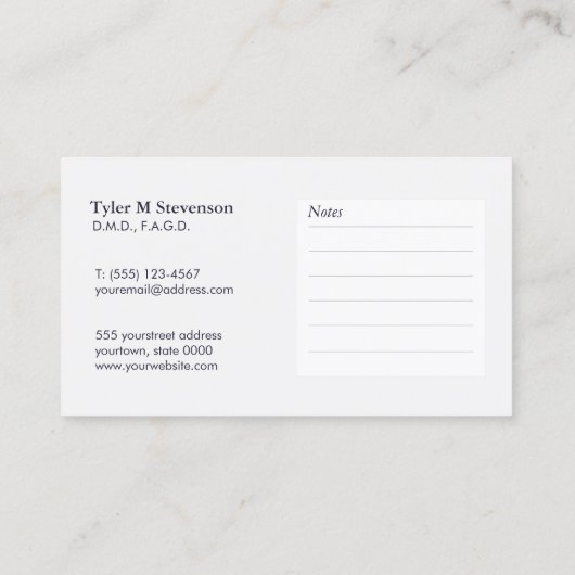 ネイビーエレガント歯医者オフィスアポイントメントアラーム 予約カード (裏面)