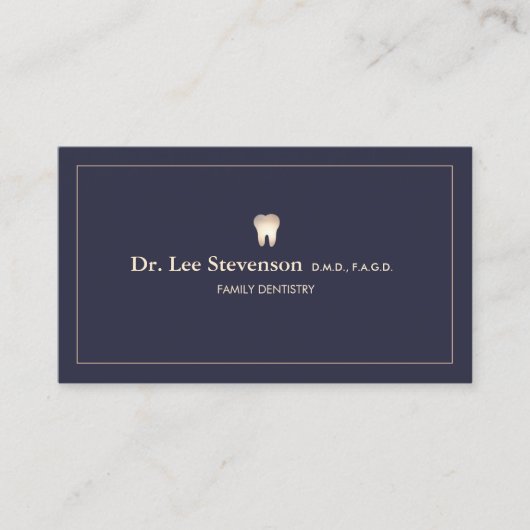 ネイビーエレガント歯医者オフィスアポイントメントアラーム 予約カード (正面)