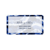 ネイビーエレガント絞り染めウェディング出欠差出人住所 ラベル (正面)