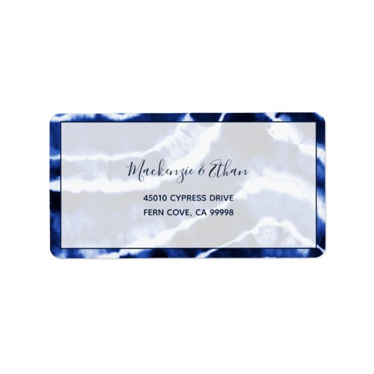 ネイビーエレガント絞り染めウェディング出欠差出人住所 ラベル (正面)