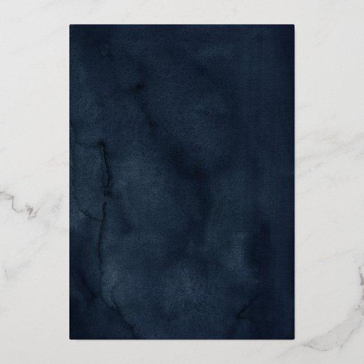 ネイビーエレガント金ゴールドバタフライキンセアニェラ 箔招待状 (裏面)