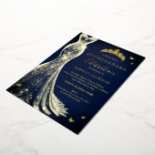 ネイビーエレガント金ゴールドバタフライキンセアニェラ 箔招待状 (回転した状態)