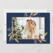 ネイビーエレガント金ゴールドフォトコラージクリスマスカード (裏面)