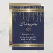 ネイビーエレガント金ゴールドホリデーパ企業のーティー 招待状 (正面/裏面)