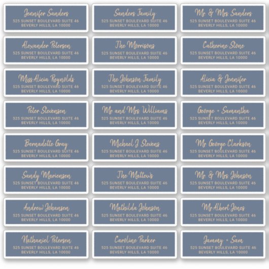 ネイビーエレガント金ゴールド個人ゲスト住所 シール (正面)