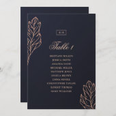 ネイビーエレガント金ゴールド結婚の座席表 招待状 (正面/裏面)