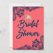 ネイビーエレガント&コーラルブライダルシャワー招待状 招待状 (裏面)