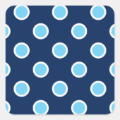 ネイビーエンベロープシールの明るい青のポルカドット スクエアシール (正面)