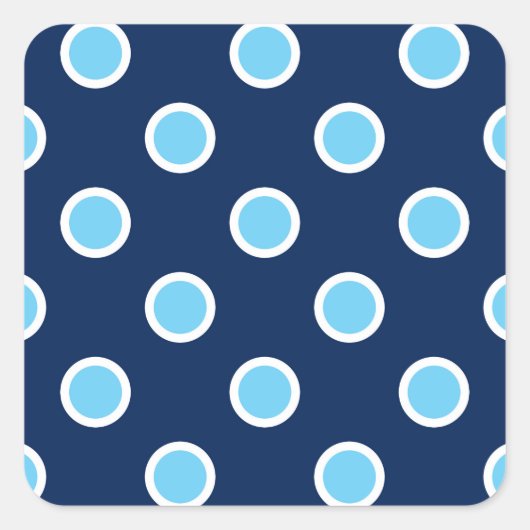 ネイビーエンベロープシールの明るい青のポルカドット スクエアシール (正面)