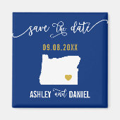 ネイビーオレゴンの結婚式の日付マップを保存 マグネット (正面)