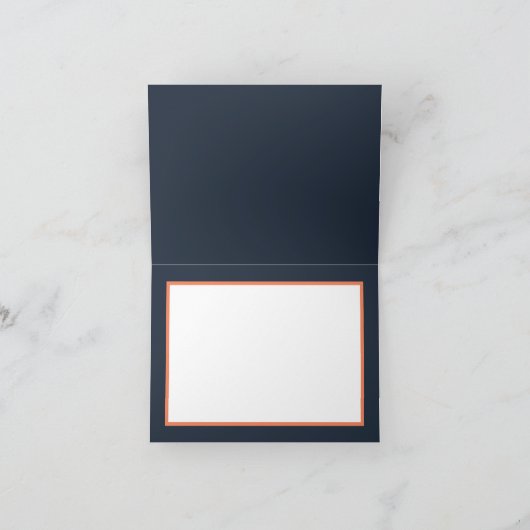 ネイビーオレンジかわいらしホワイトフラワーブーケありがとう カード (内部)