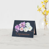 ネイビーオレンジブーケバラクロシーズおめでとう カード (黄色い花)