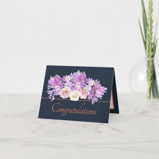 ネイビーオレンジブーケバラ&クロッカスゲー カード (正面)