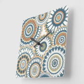 ネイビーオレン数々のジマンダラデザイン スクエア壁時計 (傾斜)