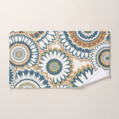 ネイビーオレン数々のジマンダラデザイン バスタオルセット (ハンドタオル)