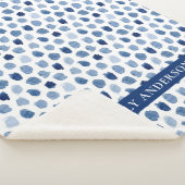 ネイビーオーガニックブルーインディゴドット絞り染め模様 シェルパブランケット (3/4)