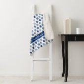 ネイビーオーガニックブルーインディゴドット絞り染め模様 シェルパブランケット (インサイチュ)