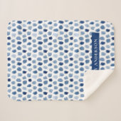 ネイビーオーガニックブルーインディゴドット絞り染め模様 シェルパブランケット (正面(横))