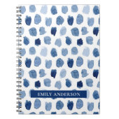 ネイビーオーガニックブルーインディゴドット絞り染め模様 ノートブック (正面)