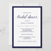ネイビーオートクチュール |エレガントブライダルシャワー 招待状 (正面)