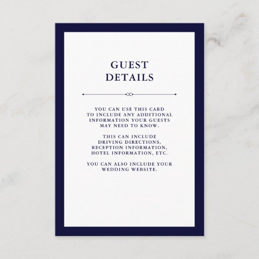 ネイビーオートクチュール |ゲストエレガント詳細 エンクロージャーカード (正面)