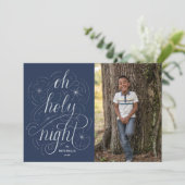 ネイビーオーホーリーナイトハンドレタリングクリスマスフォト シーズンカード (スタンド正面)