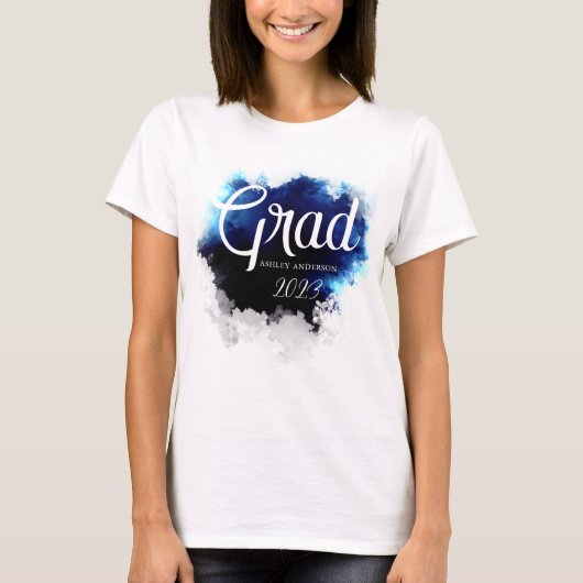 ネイビーカジュアルブルーウォーター絵筆の卒業生 Tシャツ (正面)