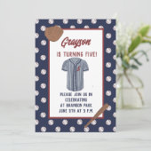 ネイビーカスタムビーベースボールの誕生日の招待状 招待状 (スタンド正面)