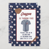 ネイビーカスタムビーベースボールの誕生日の招待状 招待状 (正面/裏面)