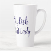 ネイビーカスタムブルーアールヌーボーキャットスタイリッシュキャットレディ カフェラテマグ (右)