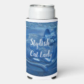 ネイビーカスタムブルーアールヌーボーキャットスタイリッシュキャットレディ スリム缶クーラー (Seltzer裏面)
