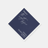 ネイビーカスタムブルーサインの前の夜へようこそ スタンダードカクテルナプキン (角)