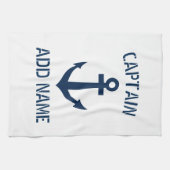 ネイビーカスタムブルー航海のいかりボートキャプテン キッチンタオル (横)