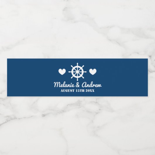 ネイビーカスタムブルー航海のウェディングパーティーの好意 ペットボトルラベル (シングルラベル)