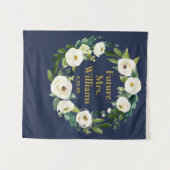 ネイビーカスタム金ゴールド未来夫人ブライダルシャワー背景 タペストリー (正面(横))