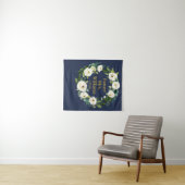 ネイビーカスタム金ゴールド未来夫人ブライダルシャワー背景 タペストリー (インサイチュ(横))