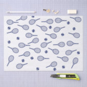 ネイビーカッコいいブルーレトロテニスラックパターン 薄葉紙 (クラフト)