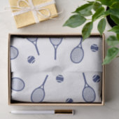 ネイビーカッコいいブルーレトロテニスラックパターン 薄葉紙 (ギフト)