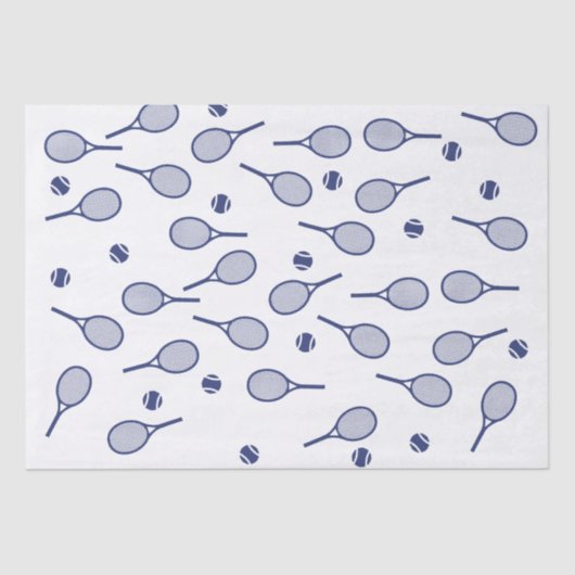 ネイビーカッコいいブルーレトロテニスラックパターン 薄葉紙 (正面)