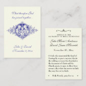 ネイビーカトリック結婚式の引き出物ホーリーファミリー祈りの言葉 名刺 (正面/裏面)