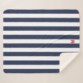 ネイビーカバナストライプ&レッドパーソナライズされたモノグラム シェルパブランケット (正面(横))